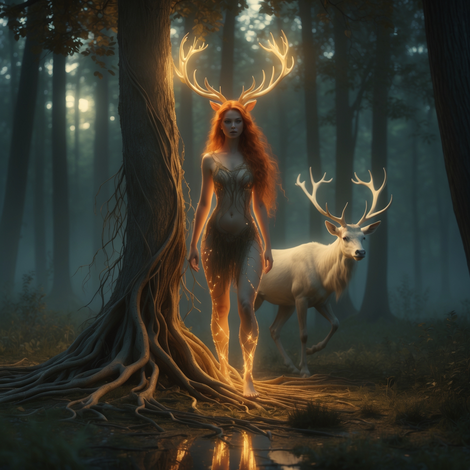 Lake with ancient tor reflection