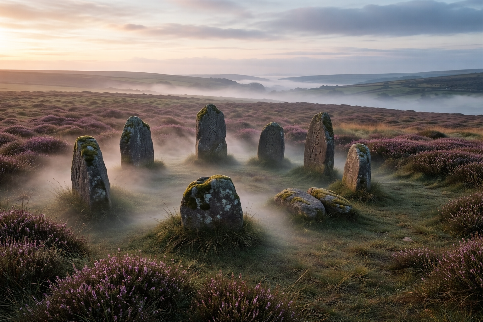 Ruudhuk - Ancient misty forest with sunbeams and moss